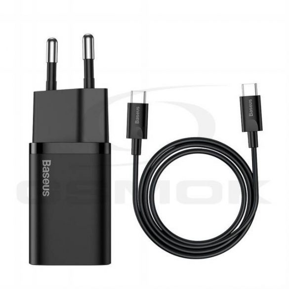 ÎNCĂRCĂTOR DE CĂLĂTORI BASEUS SUPER SI USB-C 25W QC PD + CABLU USB-C LA LA USB-C TZCCSUP-L01 NEGRU