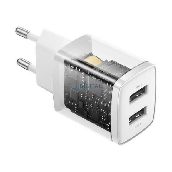 ÎNCĂRCĂTOR DE CĂLĂTORI BASEUS 2XUSB 10.5W 2.1A CCXJ010202 ALB