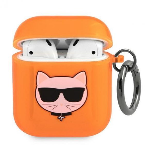 Husa pentru AirPods Karl Lagerfeld KLA2UCHFO Choupette portocaliu / portocaliu