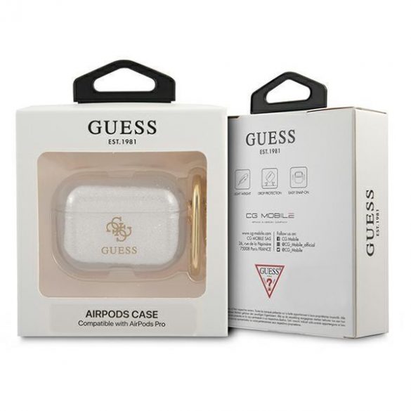 Husa Guess GUAPUCG4GT AirPods Pro Collection Transparent Glitter