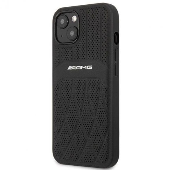 AMG AMHCP13MOSDBK iPhone 13 6.1" negru/negru hardcase piele linii curbate