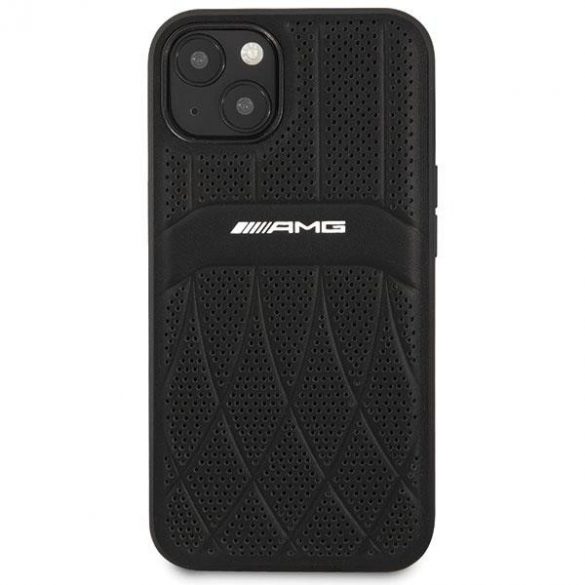 AMG AMHCP13MOSDBK iPhone 13 6.1" negru/negru hardcase piele linii curbate