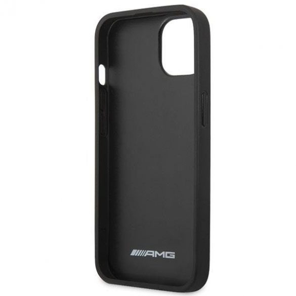 AMG AMHCP13MOSDBK iPhone 13 6.1" negru/negru hardcase piele linii curbate