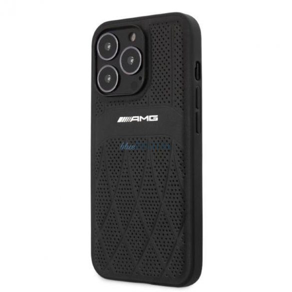 AMG AMHCP13LOSDBK iPhone 13 Pro / 13 6,1" carcasa rigidă/neagră, piele, linii curbate