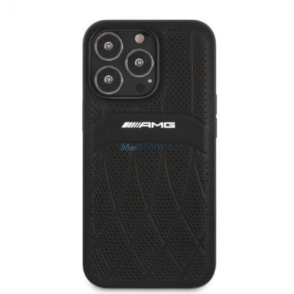 AMG AMHCP13LOSDBK iPhone 13 Pro / 13 6,1" carcasa rigidă/neagră, piele, linii curbate