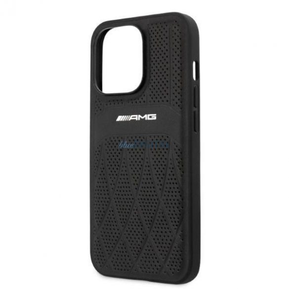 AMG AMHCP13LOSDBK iPhone 13 Pro / 13 6,1" carcasa rigidă/neagră, piele, linii curbate