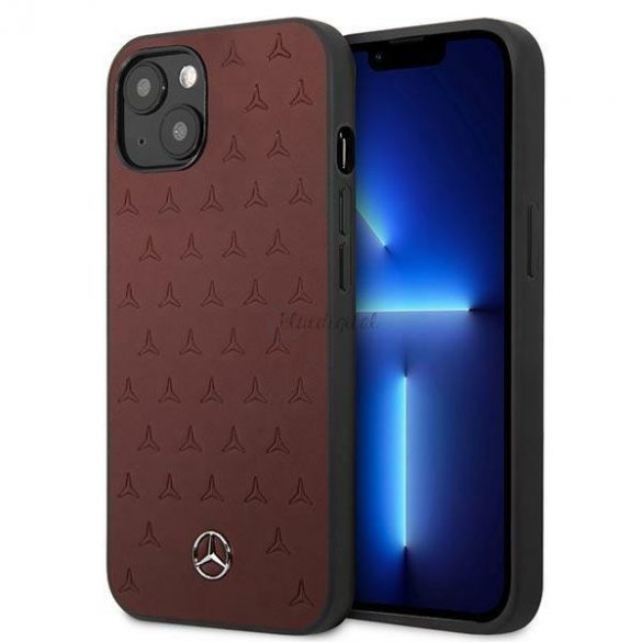 Mercedes MEHCP13MPSQRE iPhone 13 6.1 "roșu/roșu husă rigidă Leather Stars Pattern