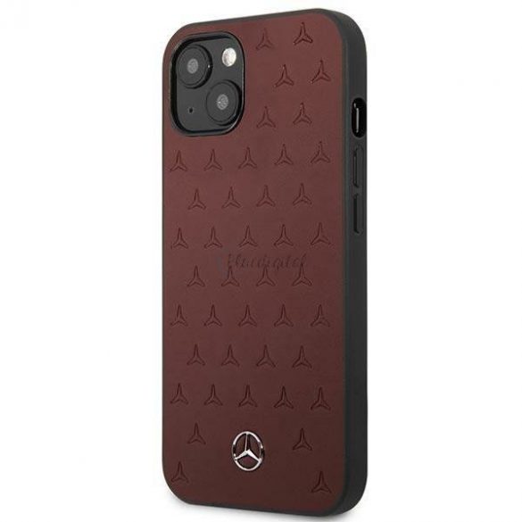 Mercedes MEHCP13MPSQRE iPhone 13 6.1 "roșu/roșu husă rigidă Leather Stars Pattern