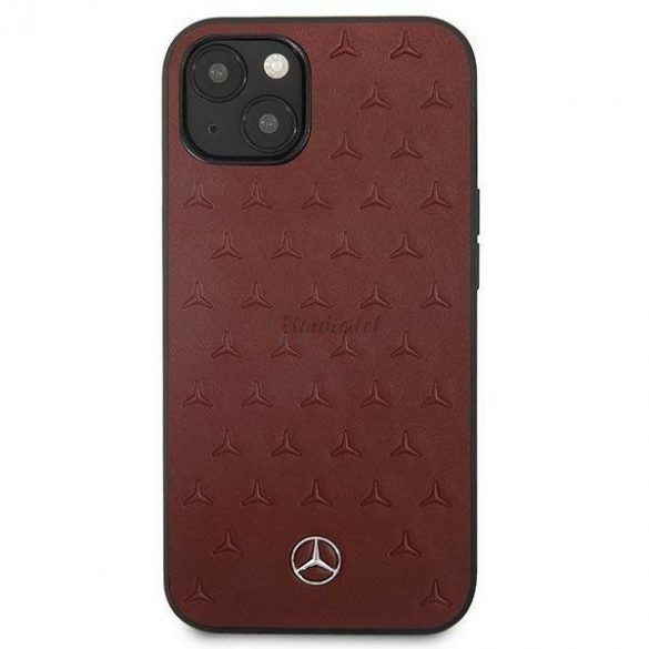 Mercedes MEHCP13MPSQRE iPhone 13 6.1 "roșu/roșu husă rigidă Leather Stars Pattern