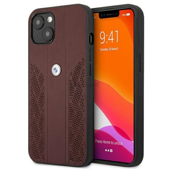 Husă BMW BMHCP13MRSPPR iPhone 13 6.1" roșu/roșu Hardcase Leather Curve Perforate