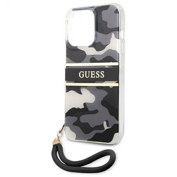 Guess GUHCP13LKCABBK iPhone 13 Pro / 13 6.1 "negru / negru husă rigidă Camo Strap Collection