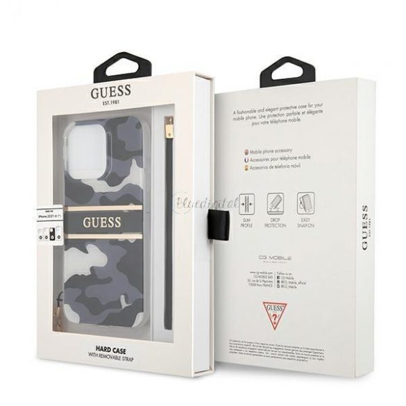 Guess GUHCP13LKCABBK iPhone 13 Pro / 13 6.1 "negru / negru husă rigidă Camo Strap Collection