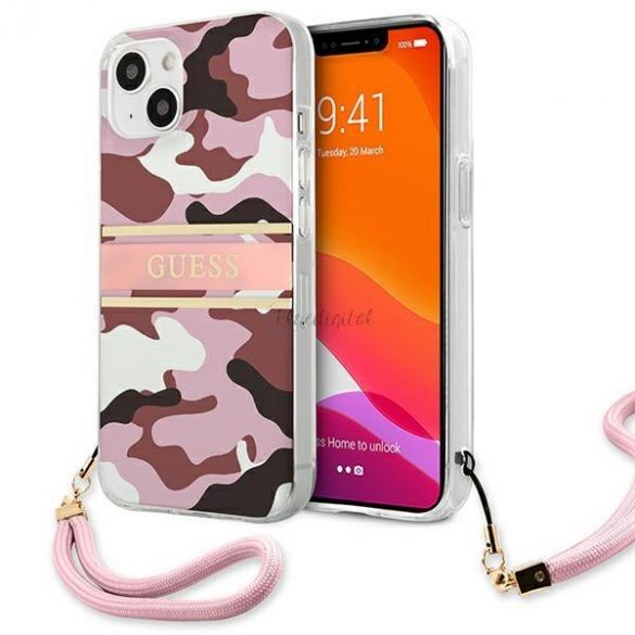 Guess GUHCP13MKCABPI iPhone 13 6.1 "roz/roz husă rigidă Camo Strap Collection