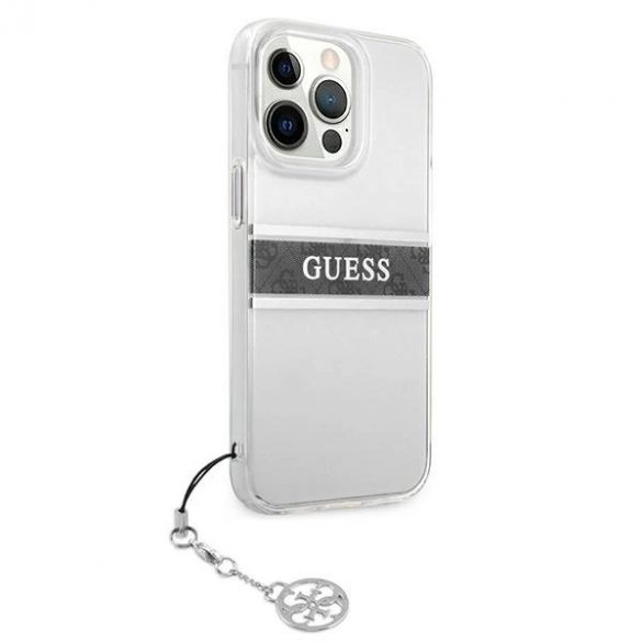 Guess GUHCP13LKB4GGR iPhone 13 Pro / 13 6,1" husă transparentă cu cureaua gri 4G