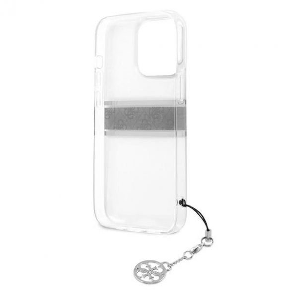 Guess GUHCP13LKB4GGR iPhone 13 Pro / 13 6,1" husă transparentă cu cureaua gri 4G