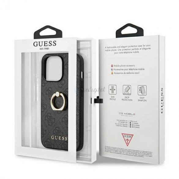 Guess GUHCP13L4GMRGR iPhone 13 Pro / 13 6.1 "gri/gri 4G hardcase cu suport inel