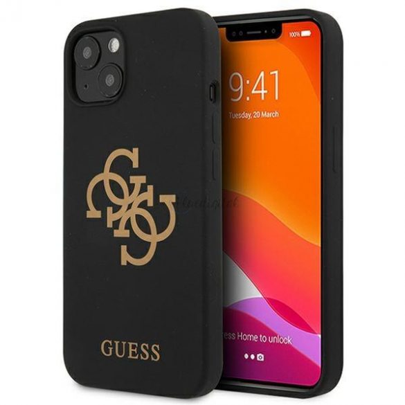 Guess GUHCP13MLS4GGBK husă rigidă pentru iPhone 13 6,1 inchi, neagră/neagră, silicon 4G Logo