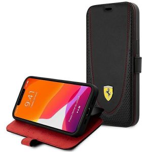 Ferrari FEFLBKP13LRGOK iPhone 13 Pro 6.1" negru/negru Linie curbată din piele de carte