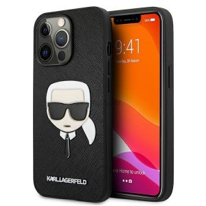 Karl Lagerfeld KLHCP13LSAKHBK iPhone 13 Pro / 13 6.1 "negru / negru hard Husă Saffiano Ikonik Karl's Head