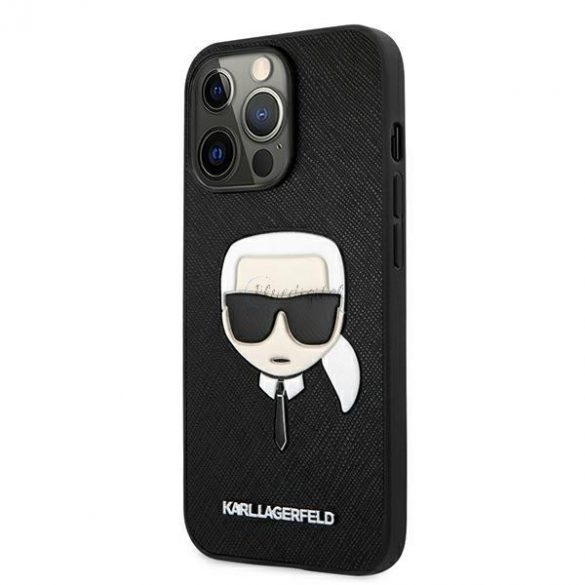 Karl Lagerfeld KLHCP13LSAKHBK iPhone 13 Pro / 13 6.1 "negru / negru hard Husă Saffiano Ikonik Karl's Head