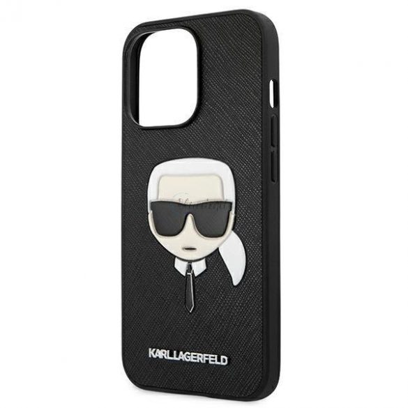 Karl Lagerfeld KLHCP13LSAKHBK iPhone 13 Pro / 13 6.1 "negru / negru hard Husă Saffiano Ikonik Karl's Head