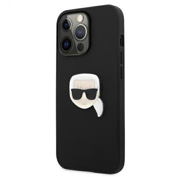 Karl Lagerfeld KLHCP13LPKMK iPhone 13 Pro / 13 6,1 "negru / negru husă rigidă Piele Ikonik Karl's Head Metal