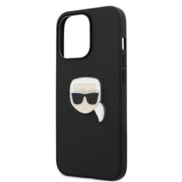 Karl Lagerfeld KLHCP13LPKMK iPhone 13 Pro / 13 6,1 "negru / negru husă rigidă Piele Ikonik Karl's Head Metal