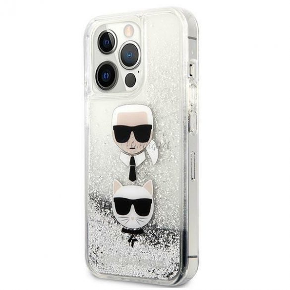 Karl Lagerfeld KLHCP13LKICGLS iPhone 13 Pro / 13 6.1" argintiu / argintiu hardcase Liquid Glitter Karl & Choupette Head