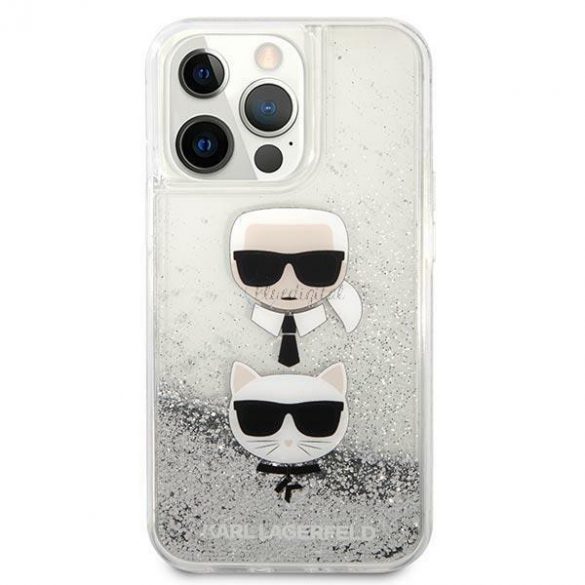 Karl Lagerfeld KLHCP13LKICGLS iPhone 13 Pro / 13 6.1" argintiu / argintiu hardcase Liquid Glitter Karl & Choupette Head