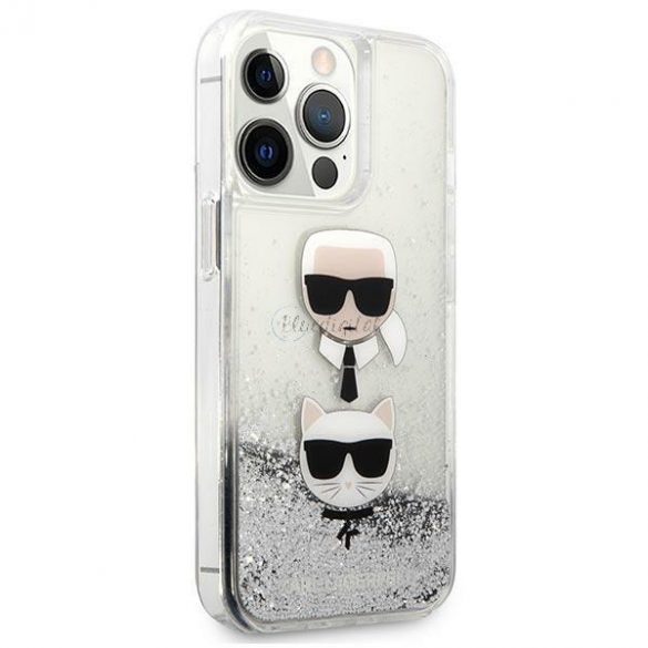 Karl Lagerfeld KLHCP13LKICGLS iPhone 13 Pro / 13 6.1" argintiu / argintiu hardcase Liquid Glitter Karl & Choupette Head