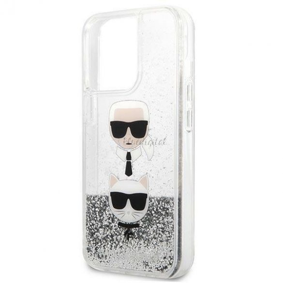 Karl Lagerfeld KLHCP13LKICGLS iPhone 13 Pro / 13 6.1" argintiu / argintiu hardcase Liquid Glitter Karl & Choupette Head