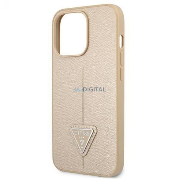 Guess GUHCP13LPSATLE iPhone 13 Pro / 13 6,1 "bej / bej husă rigidă SaffianoTriangle Logo