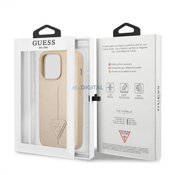 Guess GUHCP13LPSATLE iPhone 13 Pro / 13 6,1 "bej / bej husă rigidă SaffianoTriangle Logo