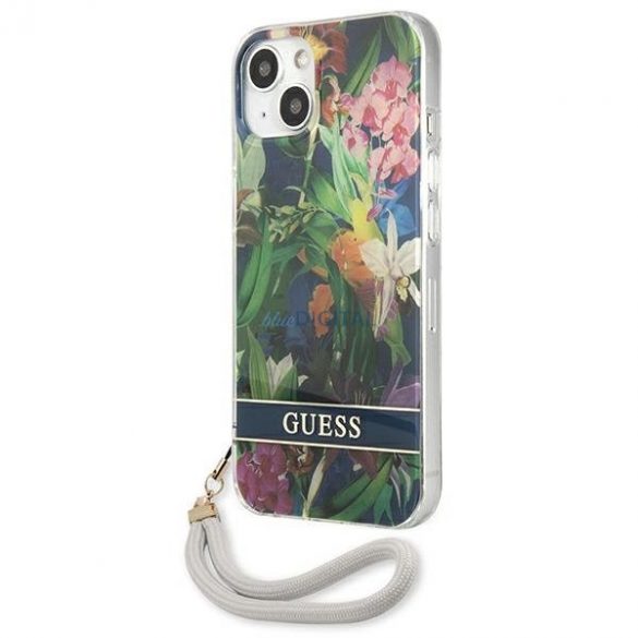 Guess GUHCP13MHFLSB iPhone 13 6.1 "albastru/albastru hardcase curea cu flori