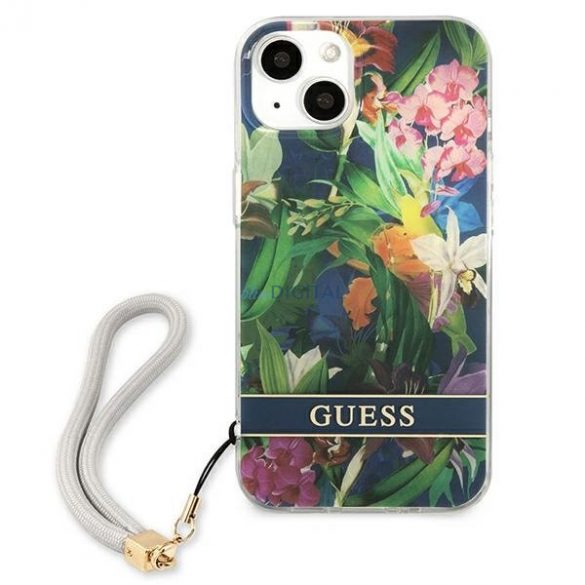 Guess GUHCP13MHFLSB iPhone 13 6.1 "albastru/albastru hardcase curea cu flori