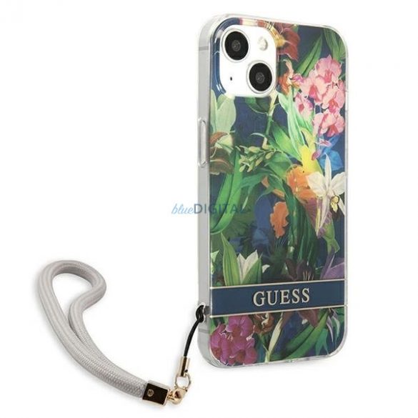 Guess GUHCP13MHFLSB iPhone 13 6.1 "albastru/albastru hardcase curea cu flori