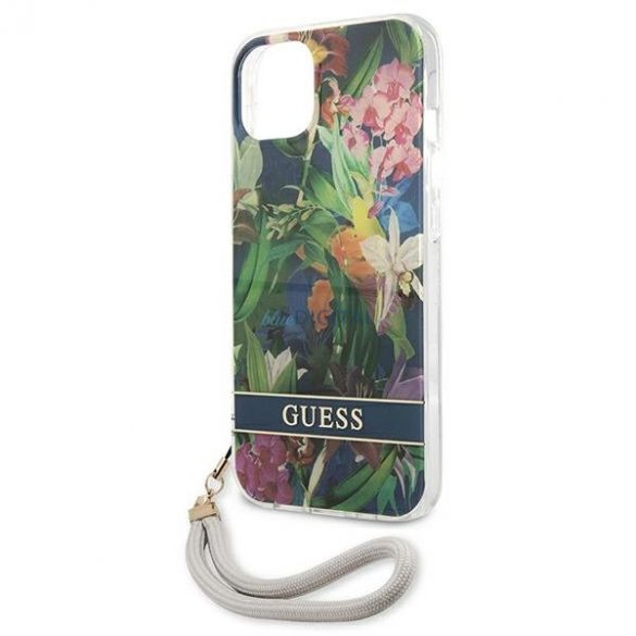 Guess GUHCP13MHFLSB iPhone 13 6.1 "albastru/albastru hardcase curea cu flori