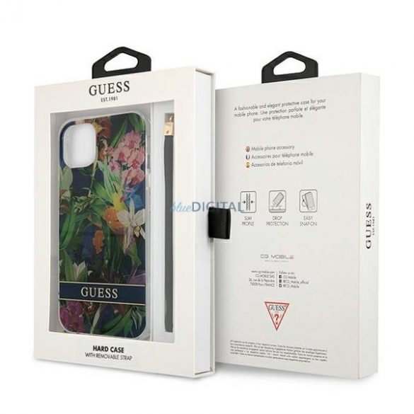 Guess GUHCP13MHFLSB iPhone 13 6.1 "albastru/albastru hardcase curea cu flori