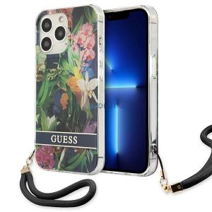 Guess GUHCP13LHFLSB iPhone 13 Pro / 13 6.1 "albastru / albastru hardcase curea cu flori