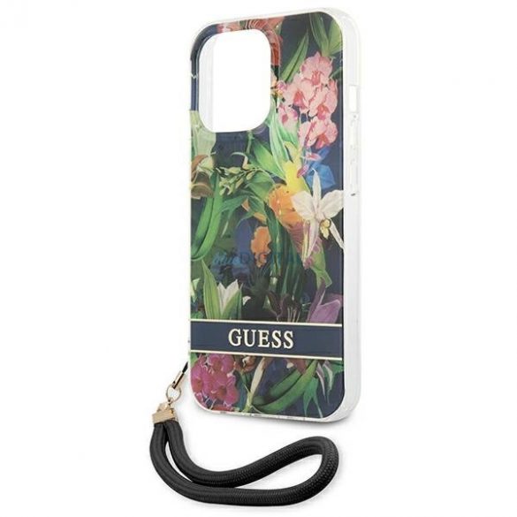 Guess GUHCP13LHFLSB iPhone 13 Pro / 13 6.1 "albastru / albastru hardcase curea cu flori