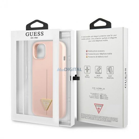 Husă rigidă Guess GUHCP13MSLTGP iPhone 13 6.1" roz/roz Triunghi din silicon