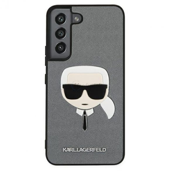 Karl Lagerfeld KLHCS22MSAKHSL S906 S22 + carcasă rigidă argintie / argintie Saffiano Ikonik Karl's Head