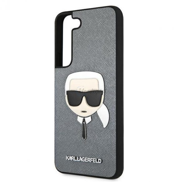 Karl Lagerfeld KLHCS22MSAKHSL S906 S22 + carcasă rigidă argintie / argintie Saffiano Ikonik Karl's Head