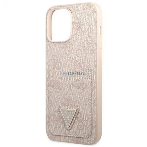 Guess GUHCP13LP4TPP iPhone 13 Pro / 13 6,1" rożowy/roz Slot pentru carduri cu logo triunghi 4G