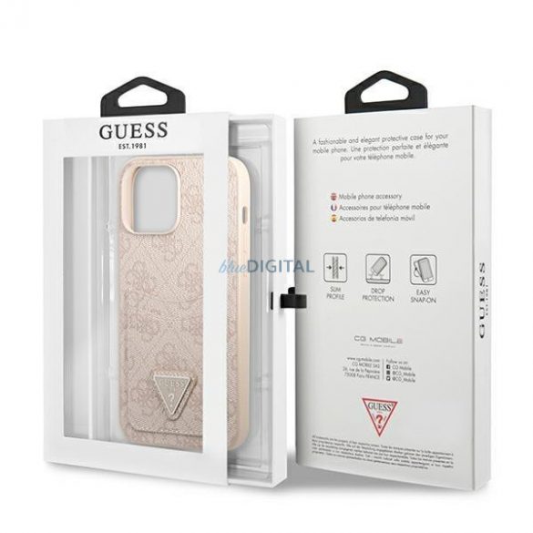 Guess GUHCP13LP4TPP iPhone 13 Pro / 13 6,1" rożowy/roz Slot pentru carduri cu logo triunghi 4G