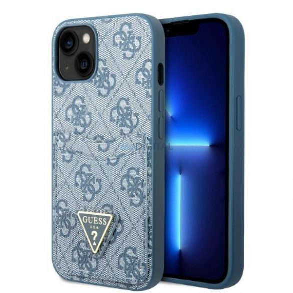 Guess GUHCP13MP4TPB iPhone 13 6,1" niebieski/albastru carcasă rigidă 4G Triunghi Logo Slot pentru carduri