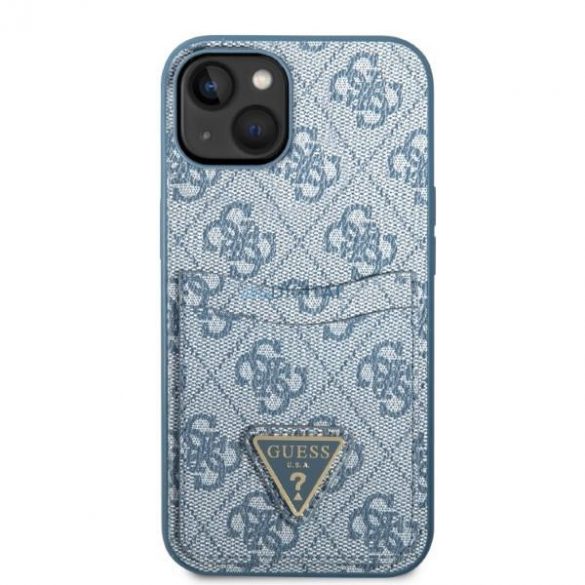 Guess GUHCP13MP4TPB iPhone 13 6,1" niebieski/albastru carcasă rigidă 4G Triunghi Logo Slot pentru carduri