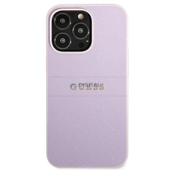 Guess GUHCP13LPSASBPU iPhone 13 Pro / 13 6,1 inchi mov/violet Saffiano Hot Stamp & Metal Logo