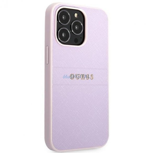 Guess GUHCP13LPSASBPU iPhone 13 Pro / 13 6,1 inchi mov/violet Saffiano Hot Stamp & Metal Logo