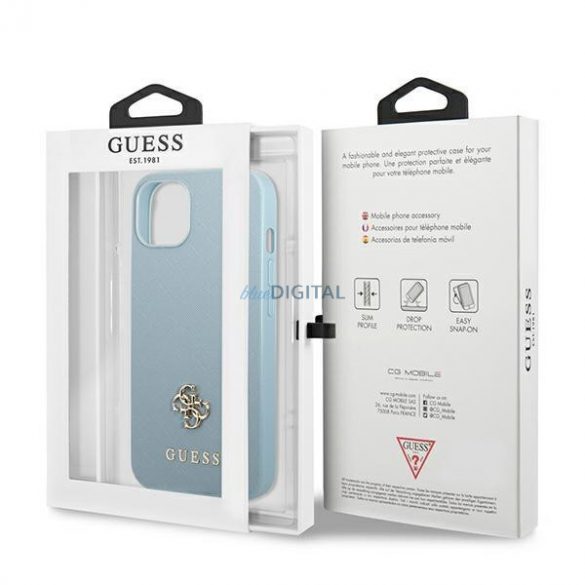 Guess GUHCP13MPS4MB iPhone 13 6.1" albastru/albastru hardcase Saffiano 4G Small Metal Logo